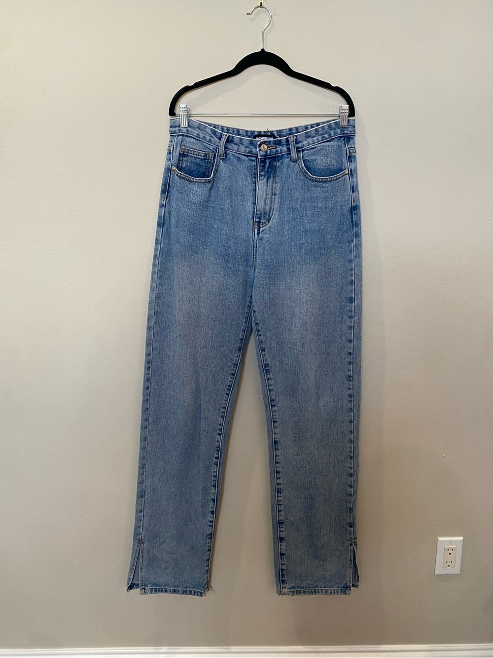 Doll’s Kill Momokrom Light Blue Wash High-Waist Wide Leg Jeans